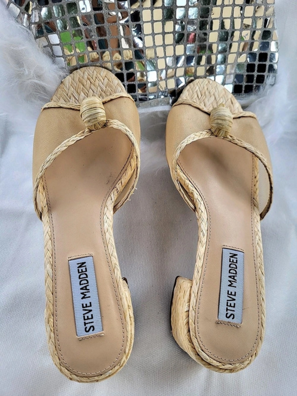 Steve Madden Melodee Woven Slide Sandal Beige